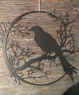 22017 - Metal Crow Decor