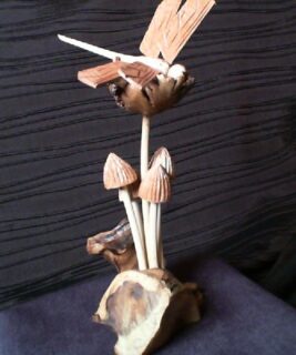 22045 - Wood Mushrooms w Dragonfly