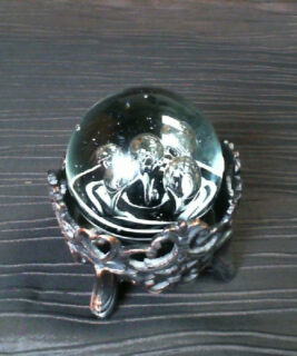 92459 - Boho upcycles - Black and White Crystal Ball w Stand