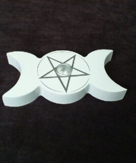 66157 - White Triple Moon Spell Chime Candle Holder
