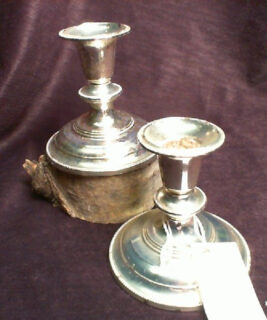 92240 - WPG Vintage - Short Silver Plated Candlestick Holder Set