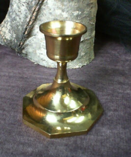 92473 - Boho upcycles - Short Brass Candlestick Holder